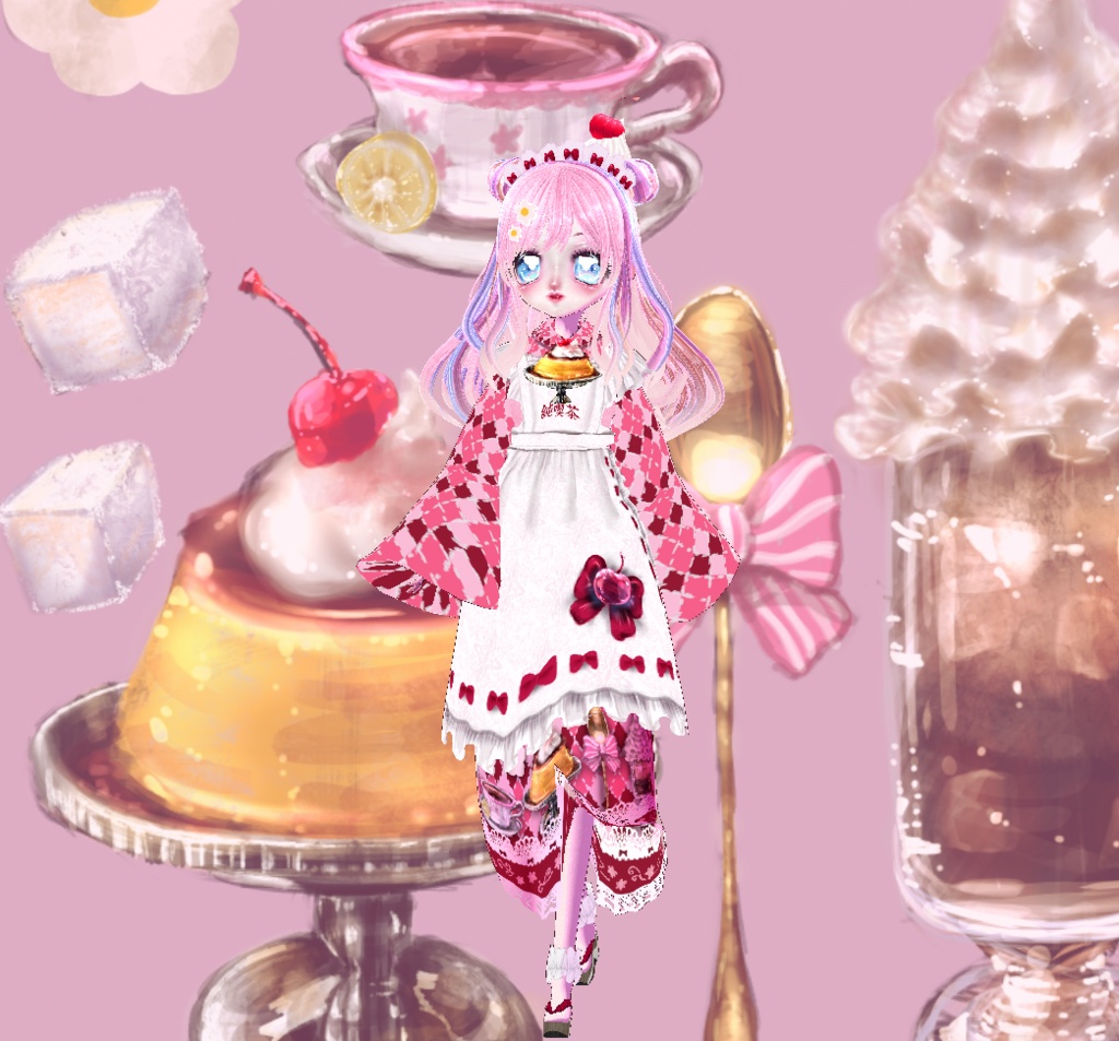 【Vroid衣装】レトロ喫茶ウェイトレスコーデ