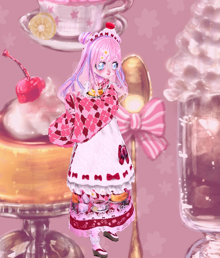 【Vroid衣装】レトロ喫茶ウェイトレスコーデ