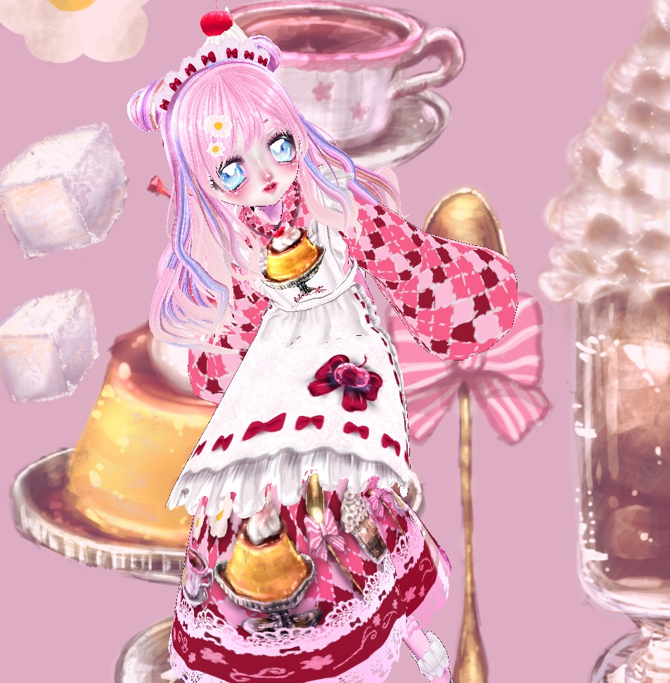 【Vroid衣装】レトロ喫茶ウェイトレスコーデ