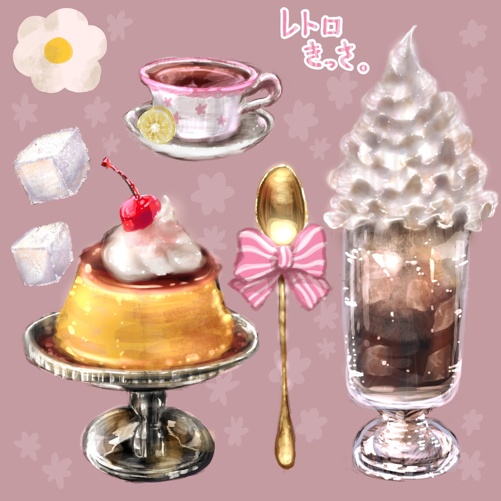 【Vroid衣装】レトロ喫茶ウェイトレスコーデ