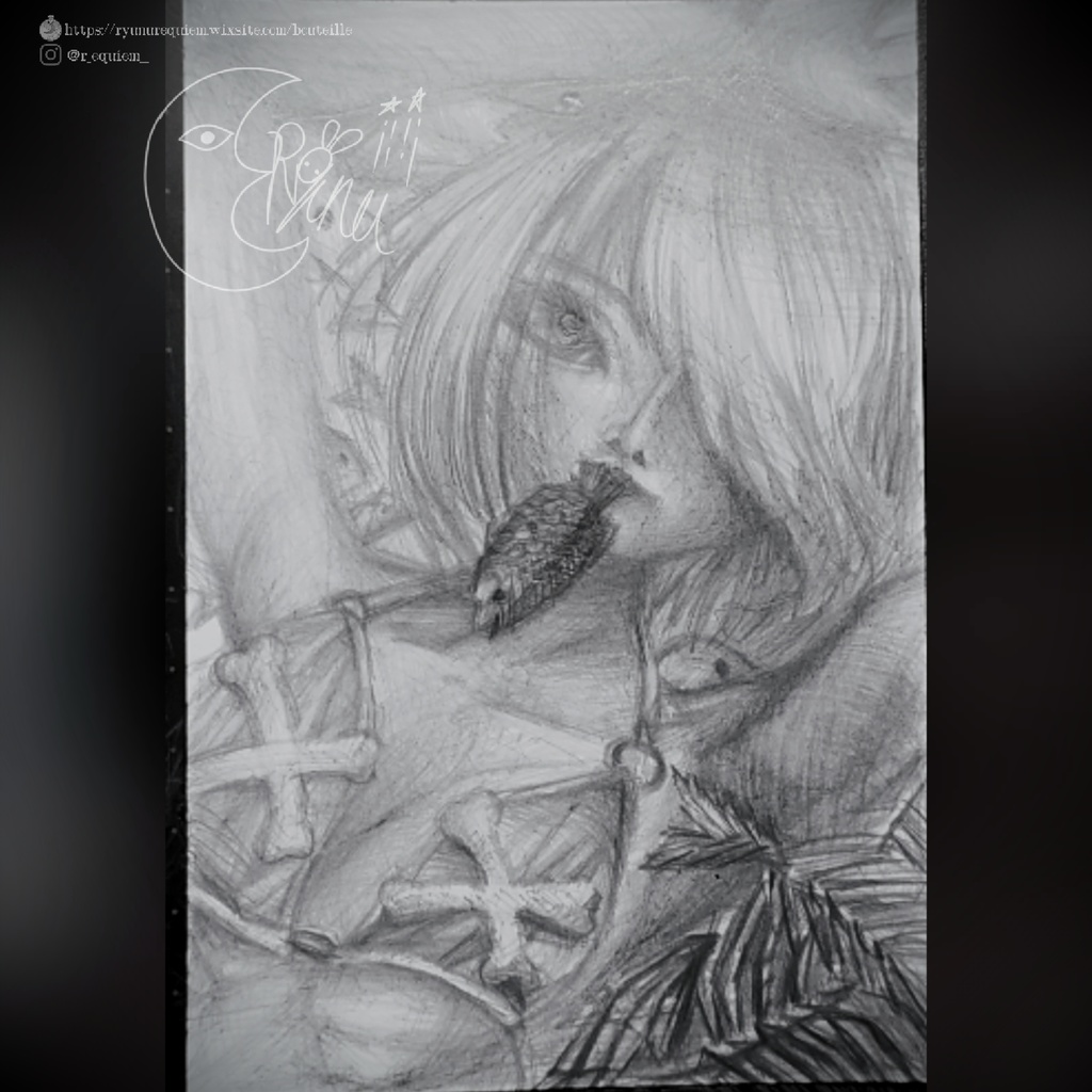 【一点物】鉛筆画イラスト 夏シリーズ(前編)2種 ポストカード直書きサインあり