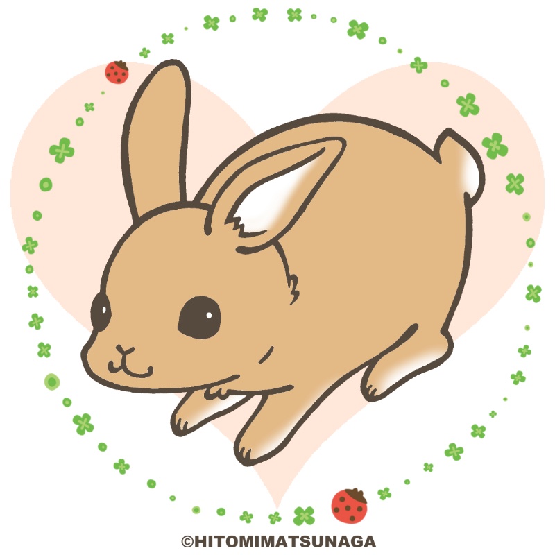 ハートうさぎミニタオル Hitominoomise Booth