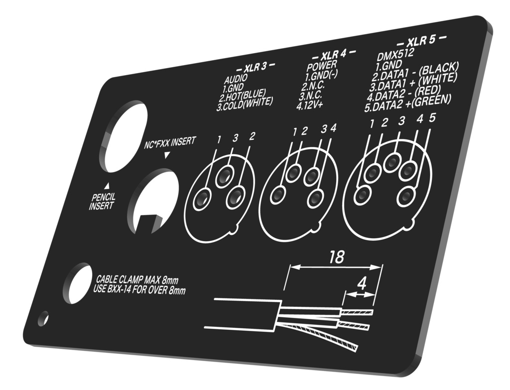 XLRコネクタ半田付けテンプレート