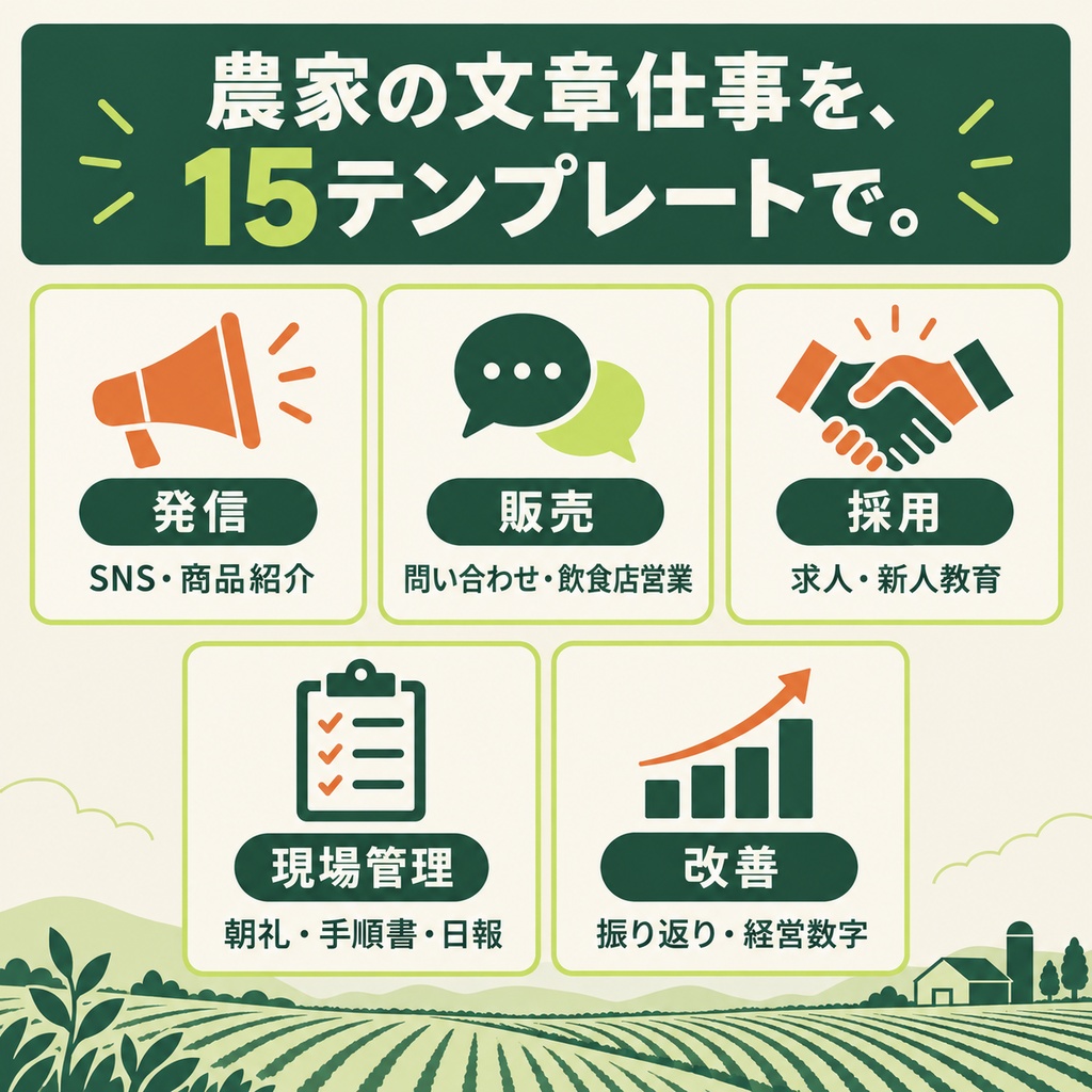 農家のためのAI実務テンプレート15|発信・販売・採用・現場管理