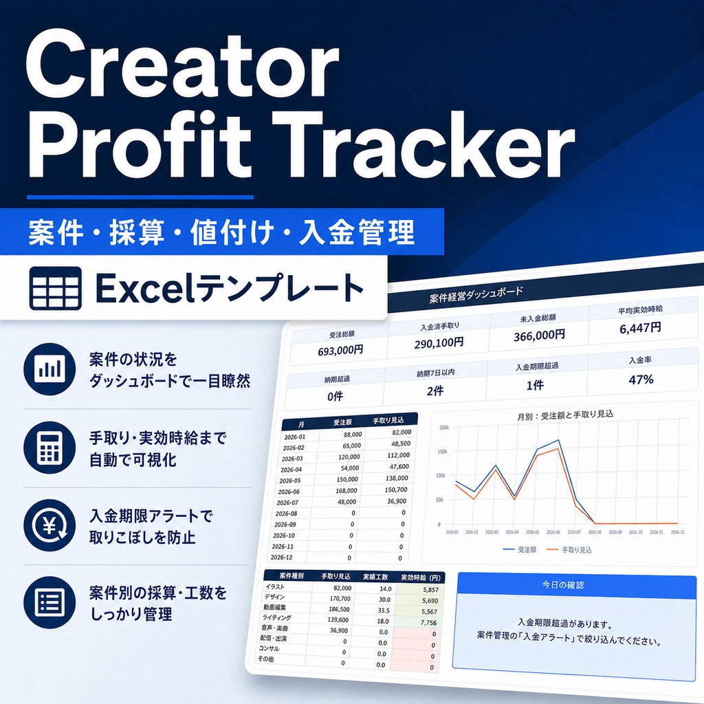フリーランス案件管理Excel|見積もり・利益計算・入金管理テンプレート