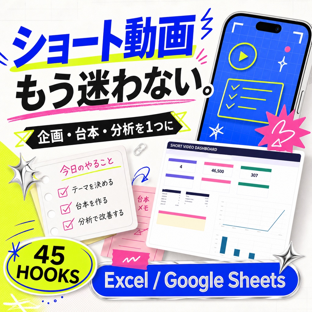 ショート動画台本・SNS投稿管理Excel｜TikTok・Instagram・YouTube Shorts対応