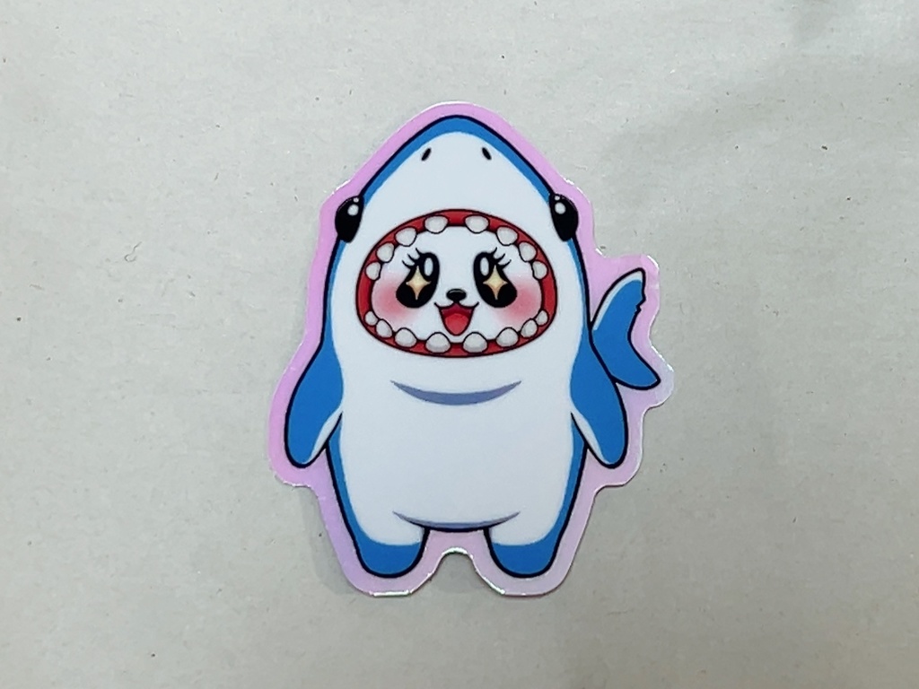 むそシャークオーロラステッカー・ピンク