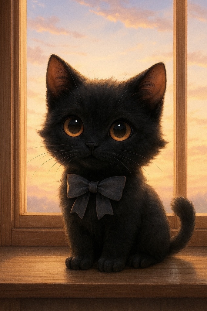 🌅 夜明けの黒猫 & 🌸 春風のくろむぅ|スマホ壁紙セット|AIイラスト|癒し・かわいい・猫好き向け