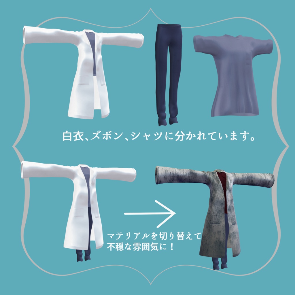 【+Head対応】時々不穏ゆる白衣セット