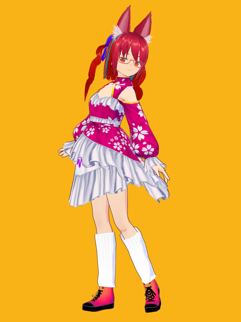 【VRoid Studio用コスチュームセット】桜ワンピースVer.2 セット Sakura Dress Ver.2 set