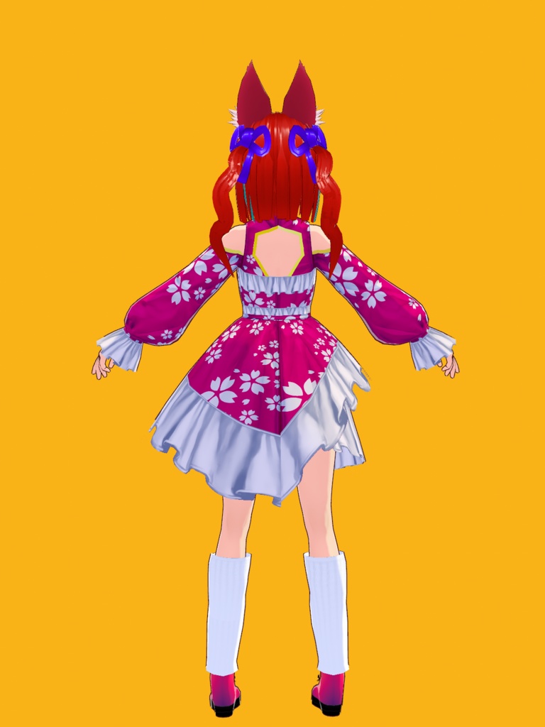 【VRoid Studio用コスチュームセット】桜ワンピースVer.2 セット Sakura Dress Ver.2 set