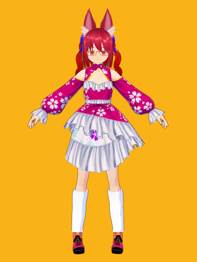 【VRoid Studio用コスチュームセット】桜ワンピースVer.2 セット Sakura Dress Ver.2 set