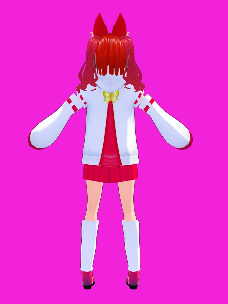 【VRMモデル】ぶらん☆みゅう 巫女風パーカー Blanc Meow VRM model