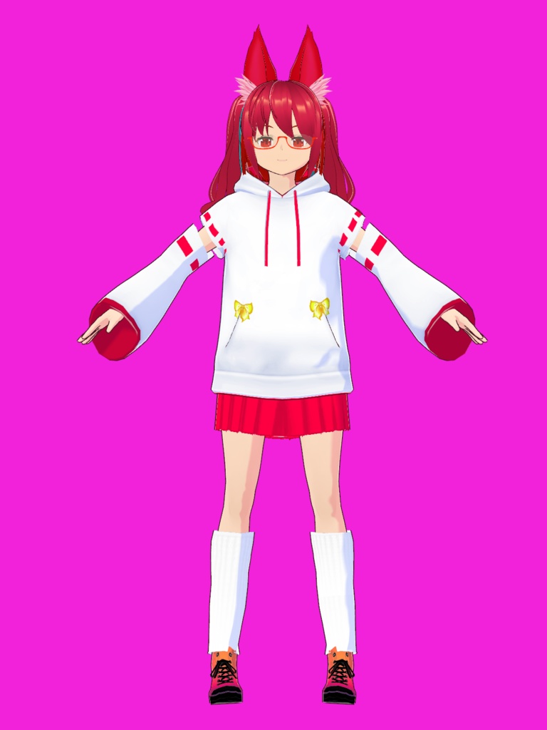 【VRMモデル】ぶらん☆みゅう 巫女風パーカー Blanc Meow VRM model