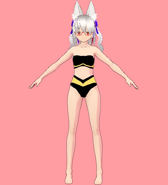 【VRoidStudio用衣装】ねこ柄水着/Cat patterned swimwear/Maillot de bain à motifs de chats