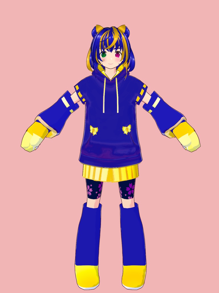 【VRoid Studio用衣装】巫女風パーカー&アニマルグローブ・ブーツセット/【Costume for VRoid Studio】 Miko (maiden) style parka & animal gloves and boots set