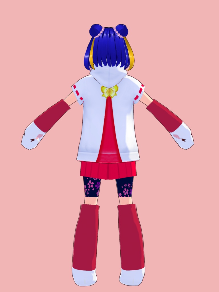 【VRoid Studio用衣装】巫女風パーカー&アニマルグローブ・ブーツセット/【Costume for VRoid Studio】 Miko (maiden) style parka & animal gloves and boots set