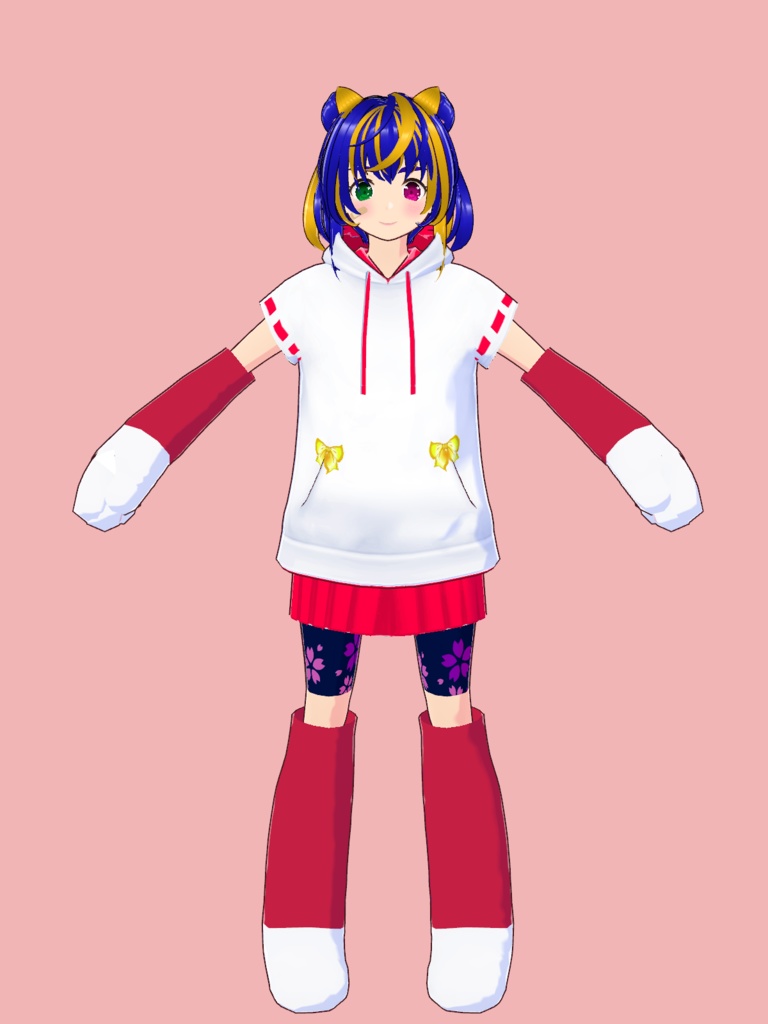 【VRoid Studio用衣装】巫女風パーカー&アニマルグローブ・ブーツセット/【Costume for VRoid Studio】 Miko (maiden) style parka & animal gloves and boots set