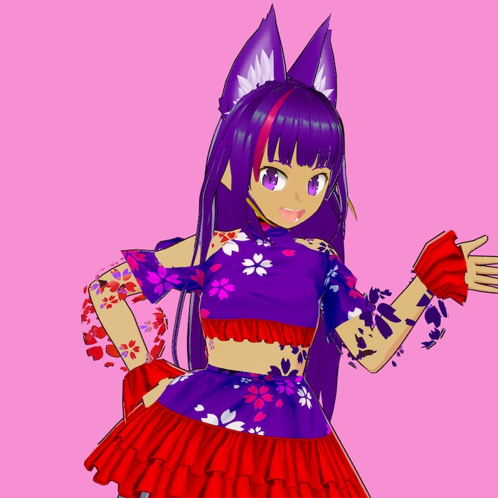 【VRoid Studio用衣装】桜ドレスセット 2023新色(紫・赤)/【Costume for VRoid Studio】 Cherry blossom dress set 2023 new colours (Purple/Red)