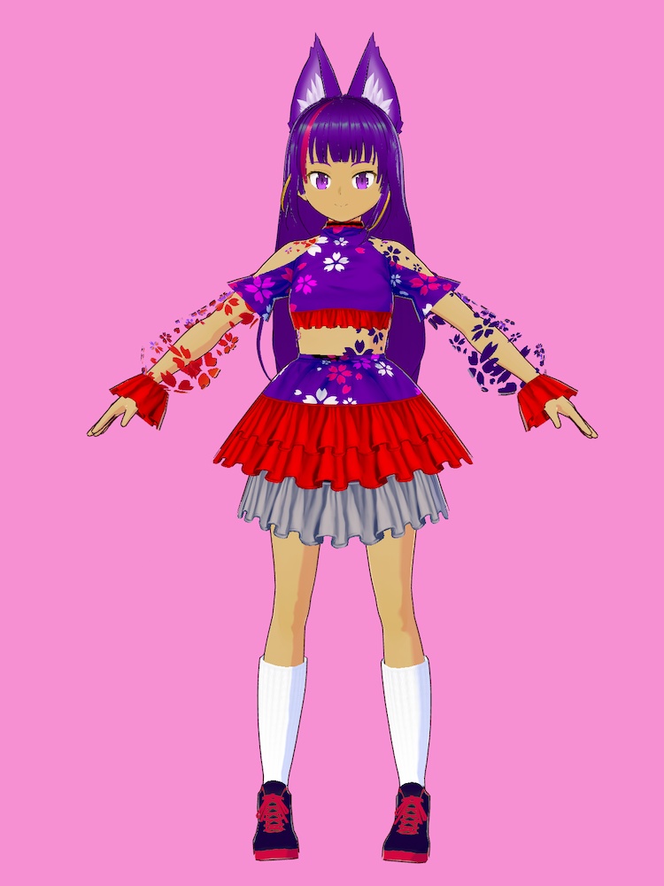 【VRoid Studio用衣装】桜ドレスセット 2023新色(紫・赤)/【Costume for VRoid Studio】 Cherry blossom dress set 2023 new colours (Purple/Red)