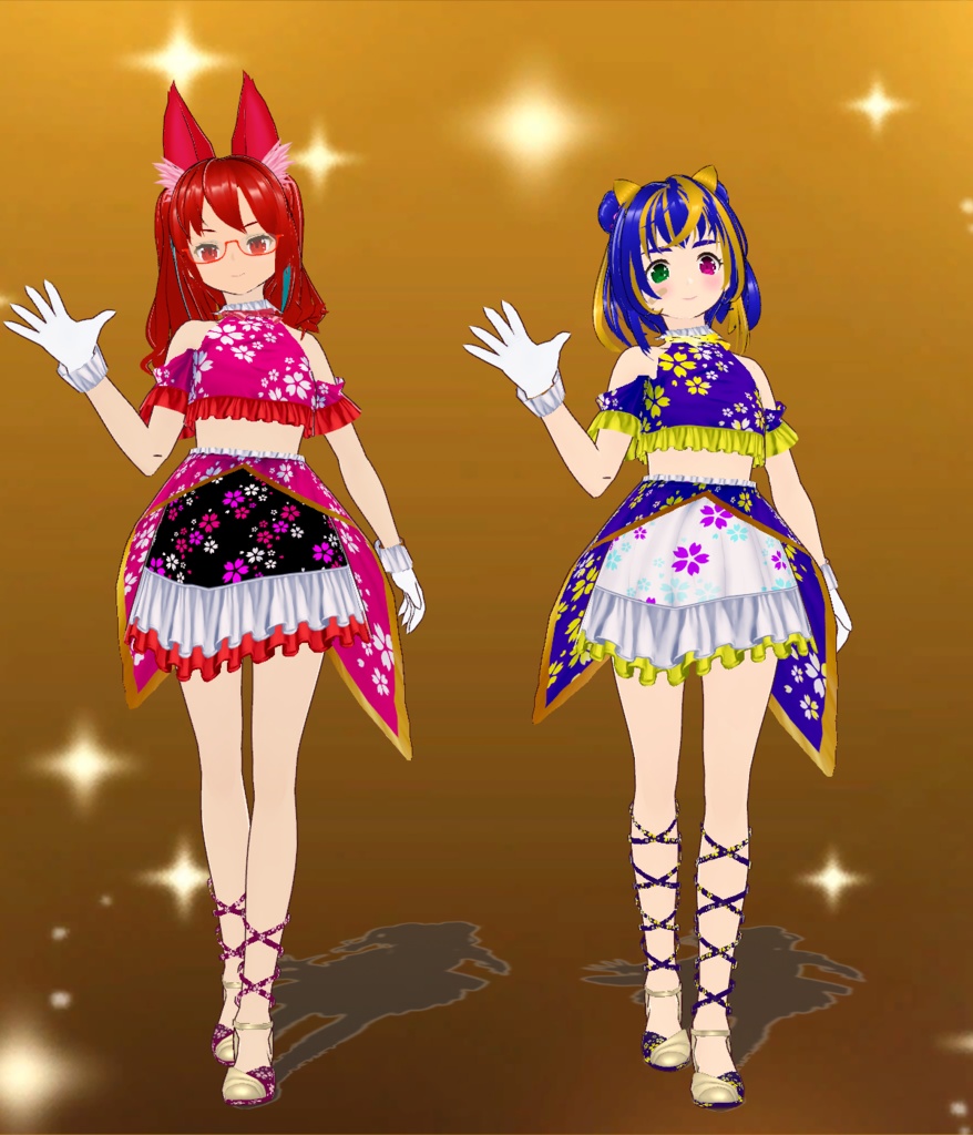 【VRoid Studio用衣装】さくらドレスセット Ver. 2023（2カラーバリエーション同梱）/【Costume for VRoid Studio】 Sakura dress set ver. 2023 (2 color variations included)