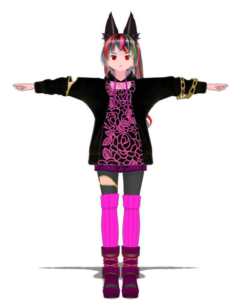 【VRoid Studio用衣装】ローズパーカーセット（2カラーバリエーション同梱）/【Costume for VRoid Studio】Rose Parka Set  (2 color variations included)