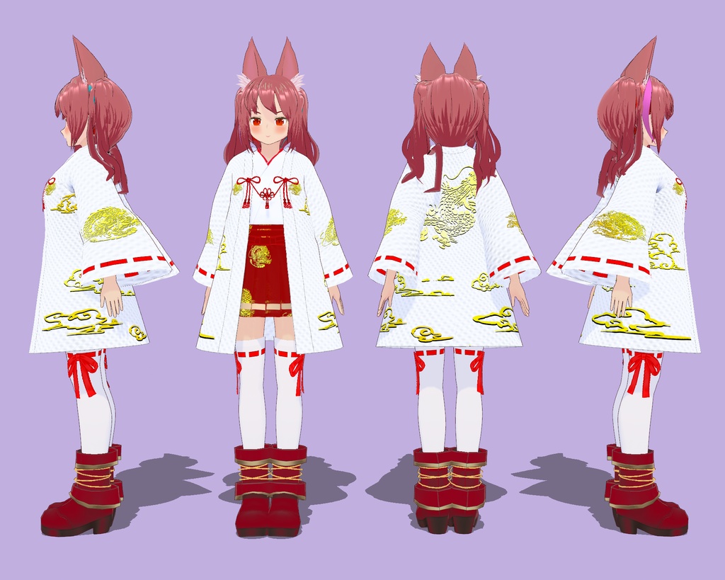 【VRoid Studio用衣装】巫女装束風衣装セット「龍」/【Outfit for VRoid Studio】 Shrine Miko-style dress "Ryu" set