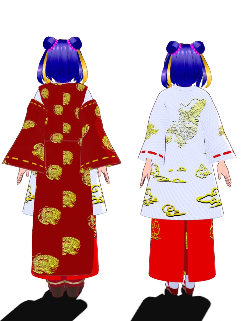 【VRoid Studio用衣装】巫女装束風衣装セット「龍」/【Outfit for VRoid Studio】 Shrine Miko-style dress "Ryu" set
