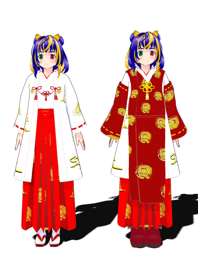 【VRoid Studio用衣装】巫女装束風衣装セット「龍」/【Outfit for VRoid Studio】 Shrine Miko-style dress "Ryu" set