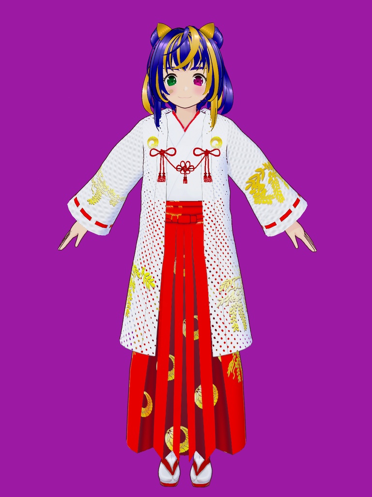 【VRoid Studio用衣装】巫女装束風衣装セット「ふじ」/【Outfit for VRoid Studio】 Shrine Miko-style dress "Fuji" set