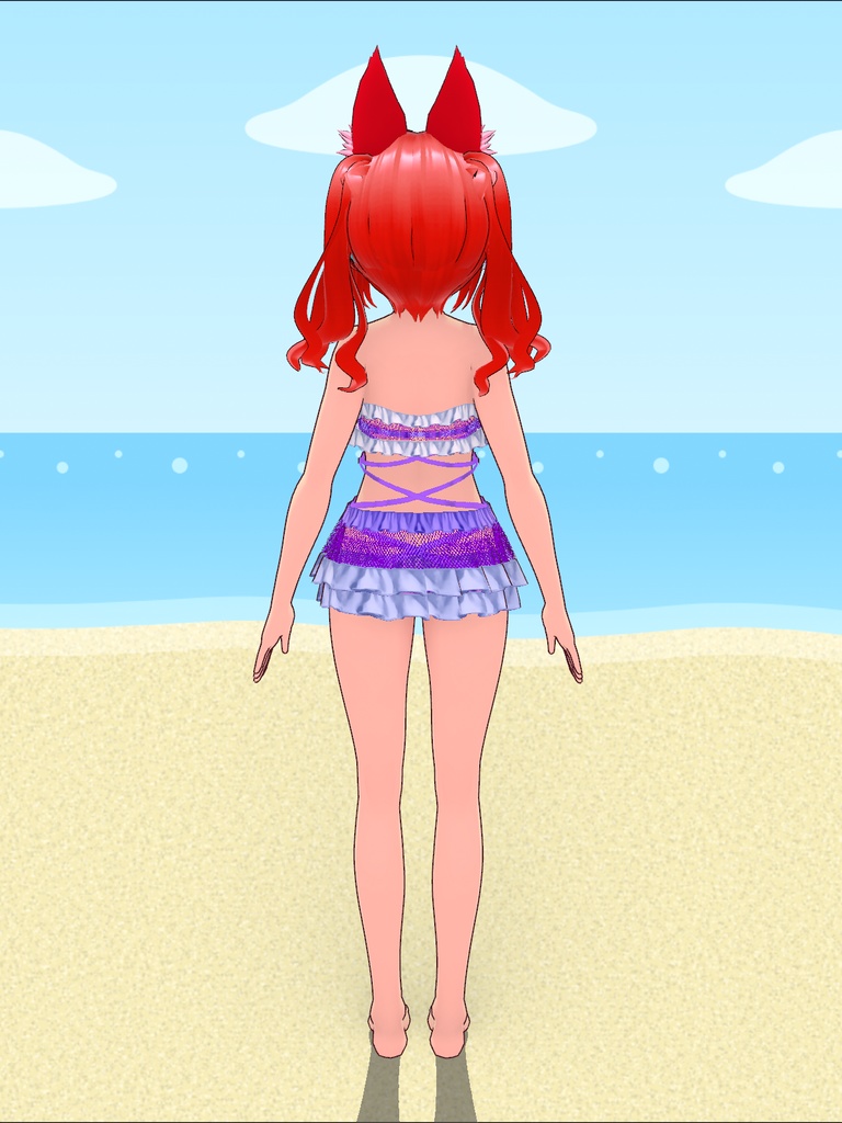 【VRoid Studio用衣装】パープル水着/【Outfit for VRoid Studio】Purple Swimwear