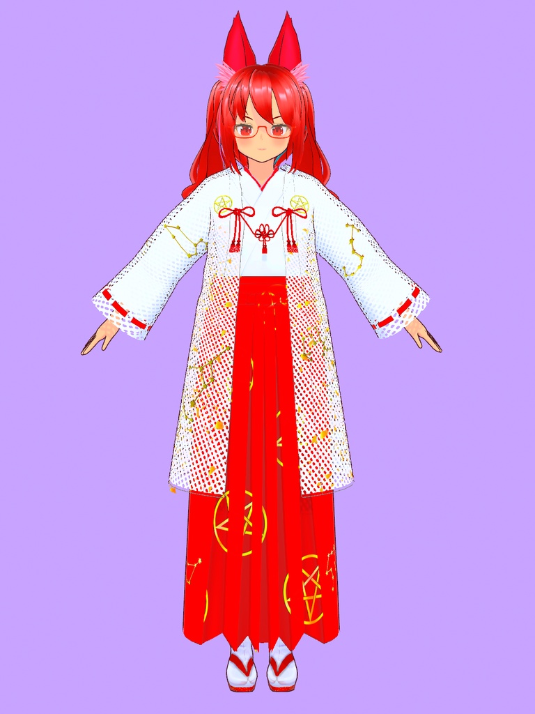 【VRoid Studio用衣装】巫女装束風衣装セット「星」/【Outfit for VRoid Studio】 Shrine Miko-style dress "Star" set