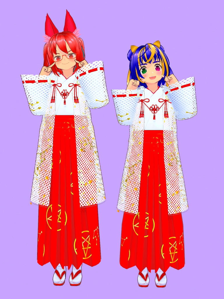 【VRoid Studio用衣装】巫女装束風衣装セット「星」/【Outfit for VRoid Studio】 Shrine Miko-style dress "Star" set