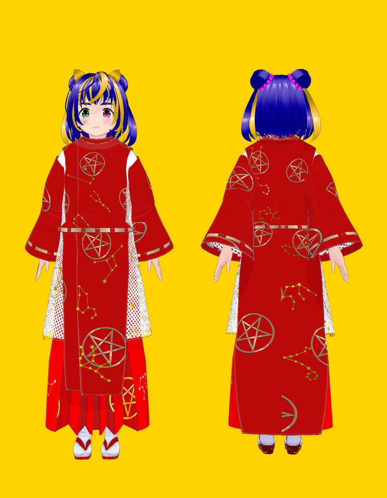 【VRoid Studio用衣装】巫女装束風衣装セット「星」/【Outfit for VRoid Studio】 Shrine Miko-style dress "Star" set