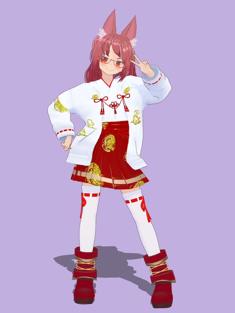 【VRoid Studio用衣装】巫女装束風パーカーセット「龍」/【Outfit for VRoid Studio】 Shrine Miko-style Parka "Ryu" set