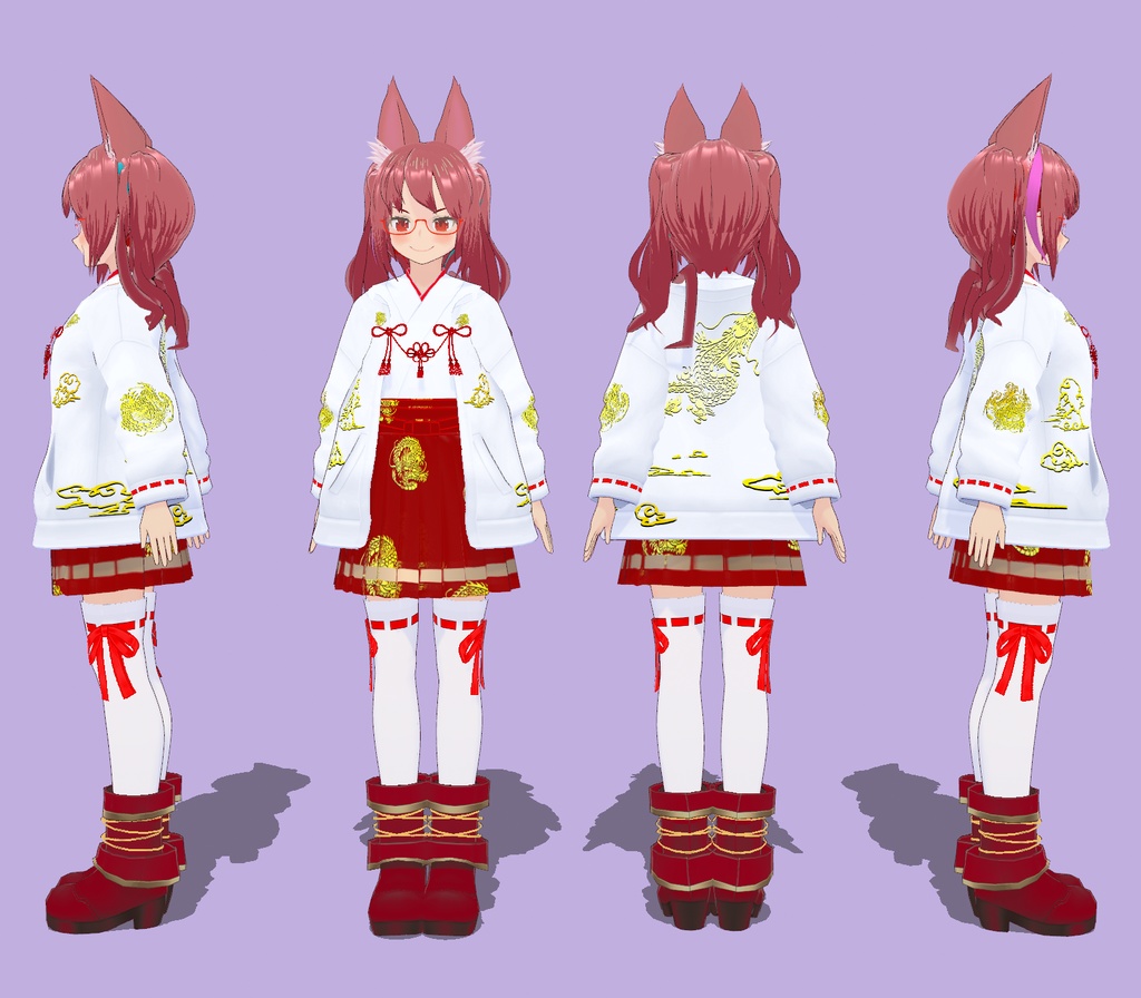 【VRoid Studio用衣装】巫女装束風パーカーセット「龍」/【Outfit for VRoid Studio】 Shrine Miko-style Parka "Ryu" set