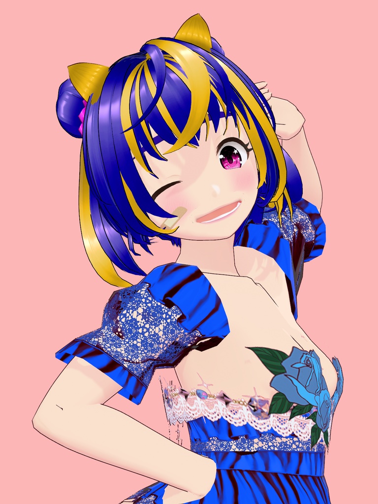 【VRoid Studio用衣装】薔薇ドレスセット/【Outfit for VRoid Studio】 Rose Dress set