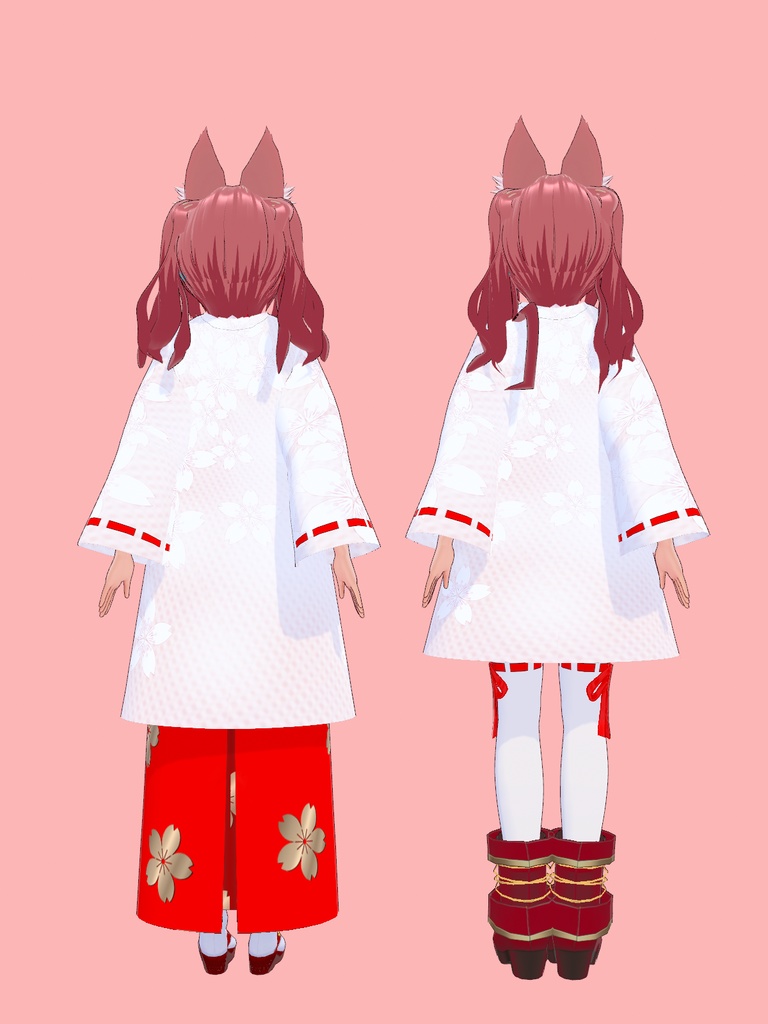 【VRoid Studio用衣装】巫女装束風衣装セット「さくら」2025バージョン/【Outfit for VRoid Studio】 Shrine Miko-style dress "Sakura" set Ver. 2025