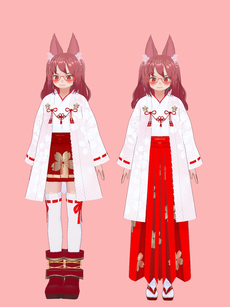 【VRoid Studio用衣装】巫女装束風衣装セット「さくら」2025バージョン/【Outfit for VRoid Studio】 Shrine Miko-style dress "Sakura" set Ver. 2025