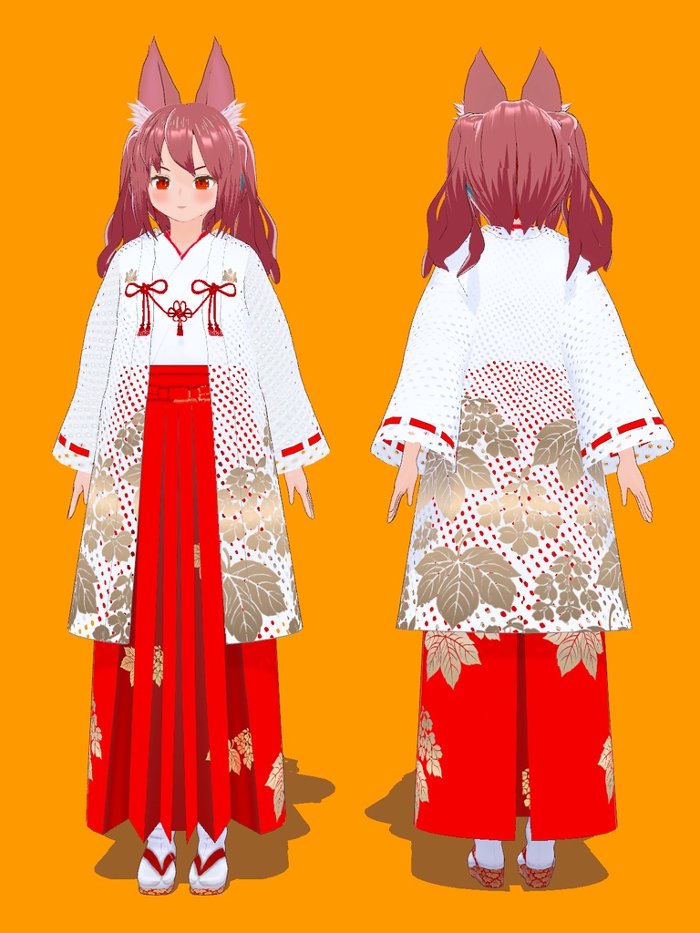 【VRoid Studio用衣装】巫女装束風衣装セット「桐」/【Outfit for VRoid Studio】 Shrine Miko-style dress "Kiri" set