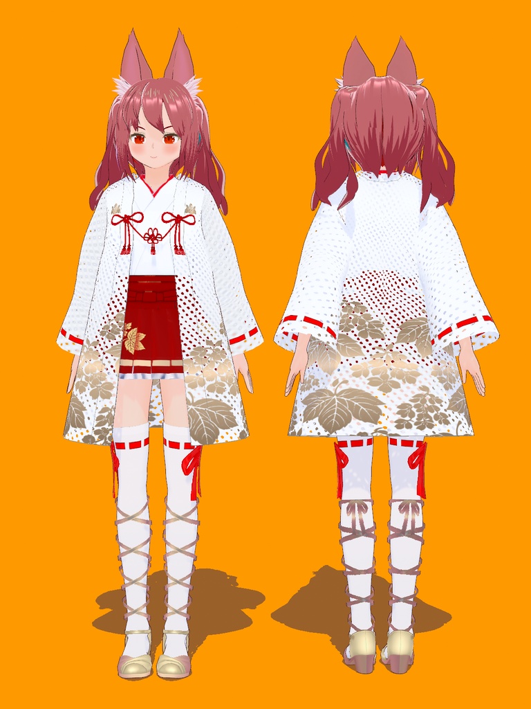 【VRoid Studio用衣装】巫女装束風衣装セット「桐」/【Outfit for VRoid Studio】 Shrine Miko-style dress "Kiri" set