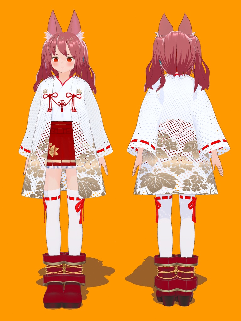 【VRoid Studio用衣装】巫女装束風衣装セット「桐」/【Outfit for VRoid Studio】 Shrine Miko-style dress "Kiri" set