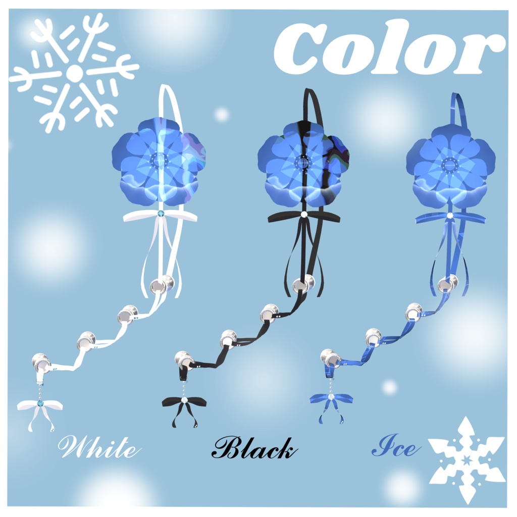 【8アバター対応】雪リボンピアス -Snow Ribbon Earring- 【VRChat】