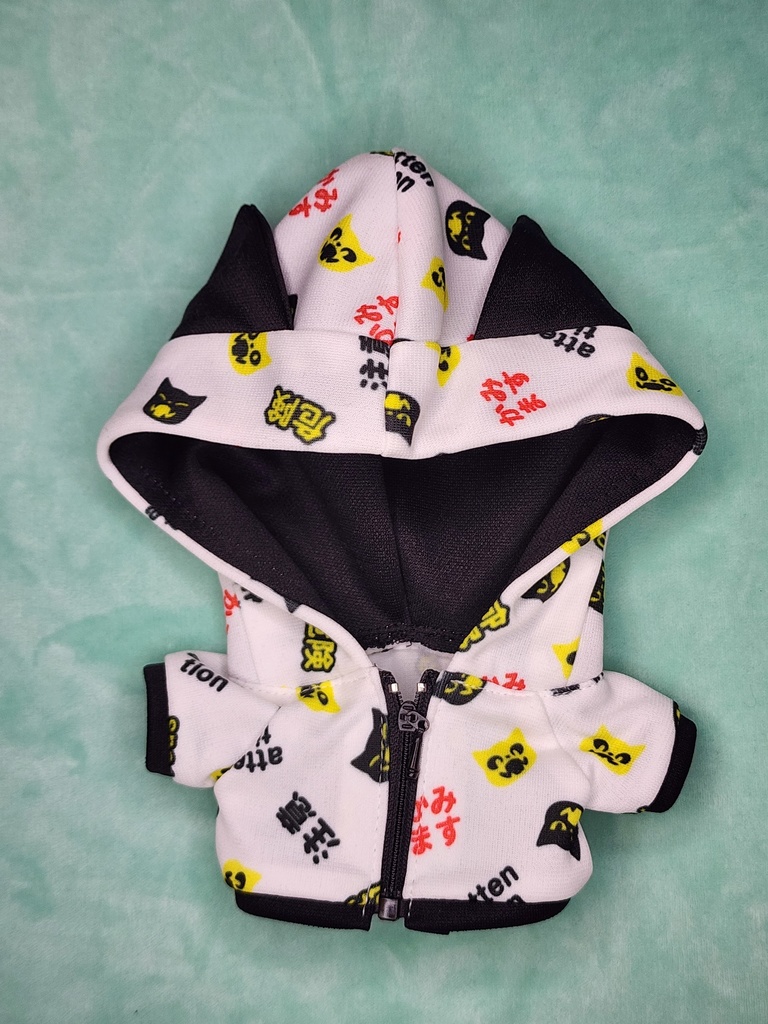 猫耳パーカー【かみます柄】