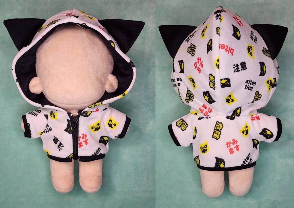 【6月23日22時〜販売再開】猫耳パーカー【かみます柄】