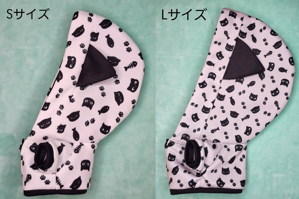 猫耳パーカー【ねことおさかな柄】