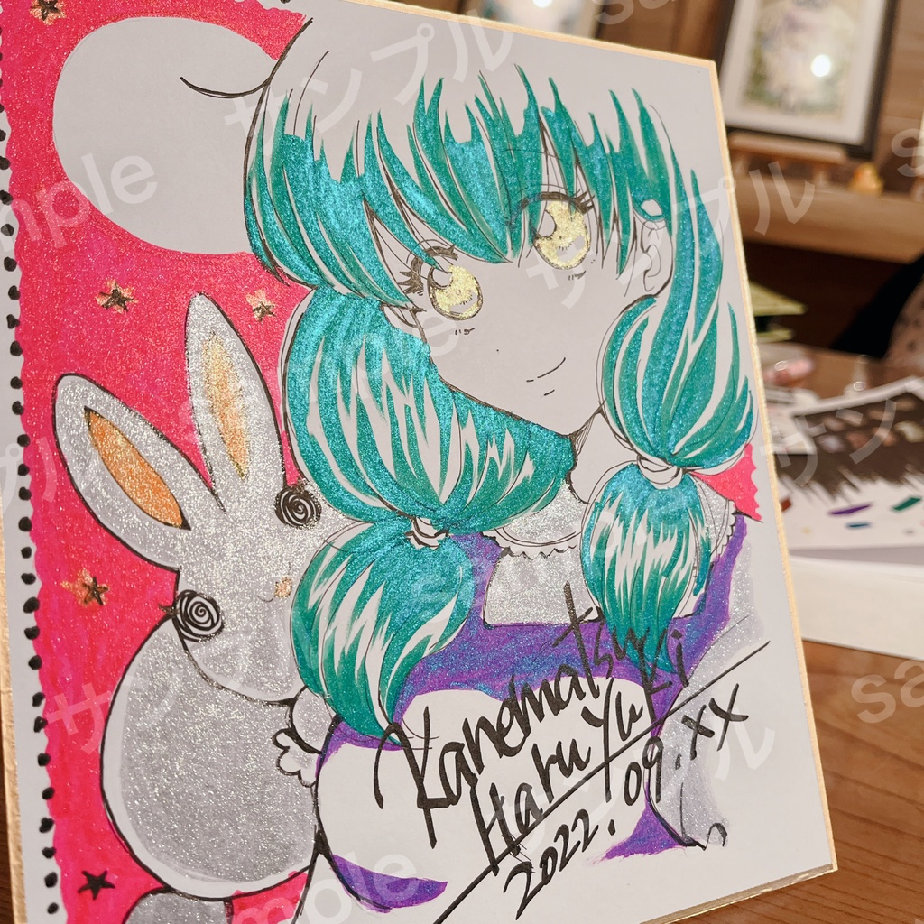 創作 手描きオリジナルイラスト色紙 Tyranno Create Booth