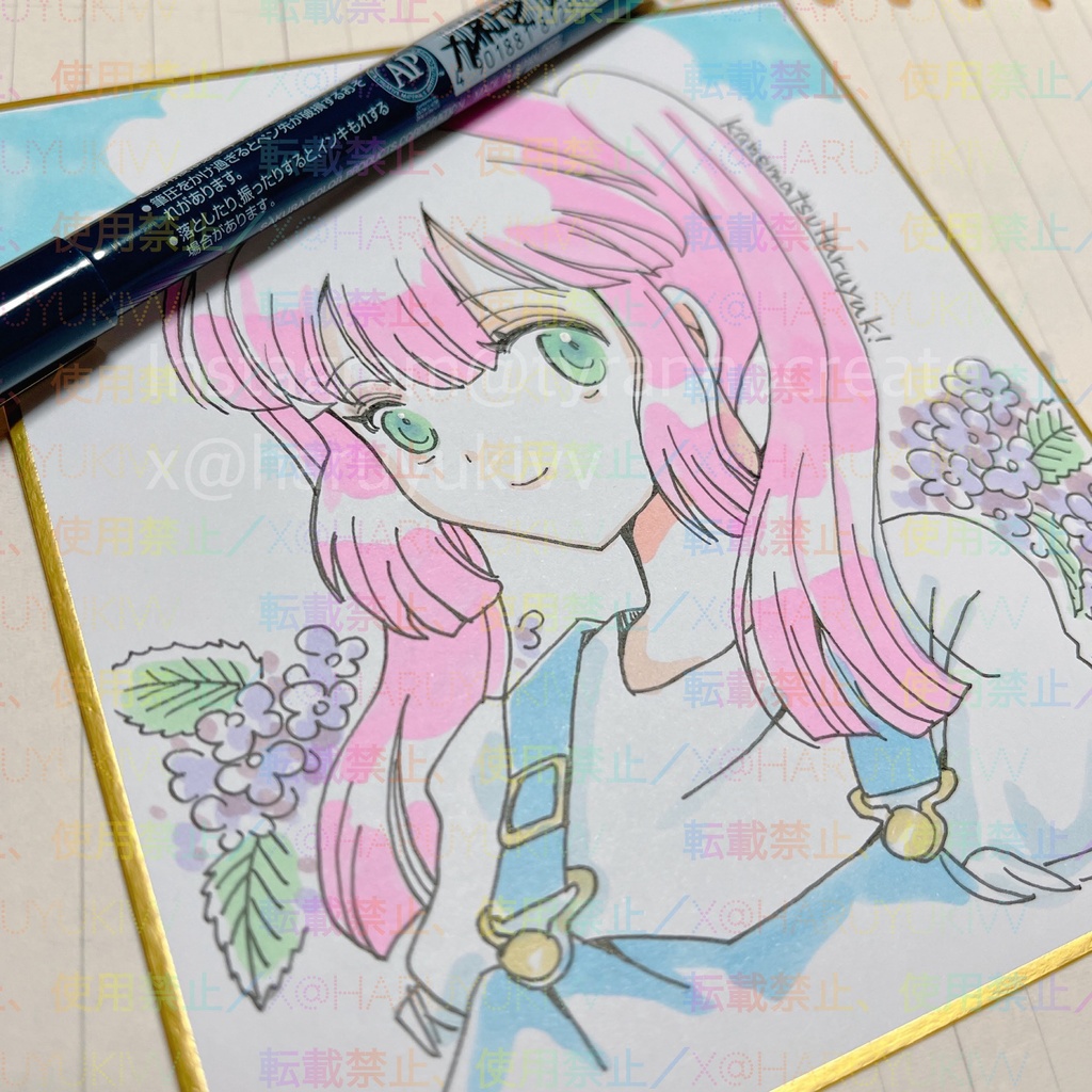 【創作】手描きオリジナルイラスト色紙