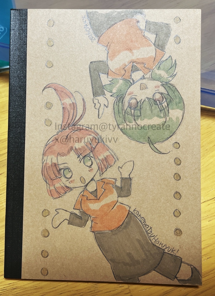 ミニノート（アナログ手描きイラスト表紙）