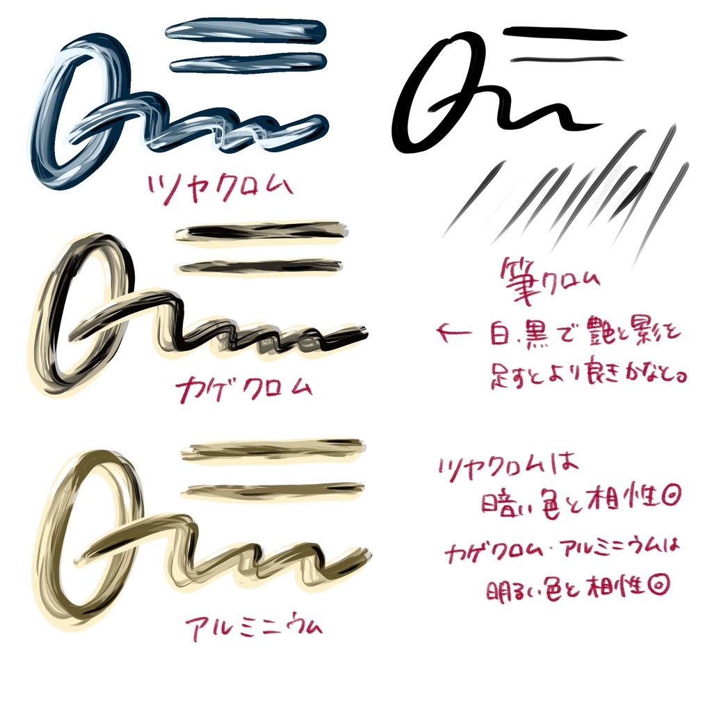 ツヤツヤちゅるんな金属感がブラシで描ける!【クロムペン】